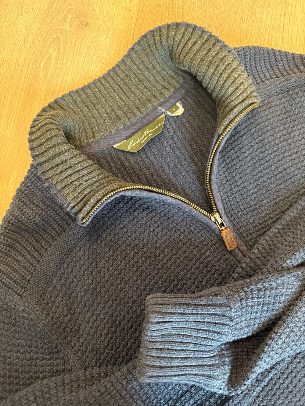 Eddie Bauer Men's cotton Half-Zip Navy Sweater